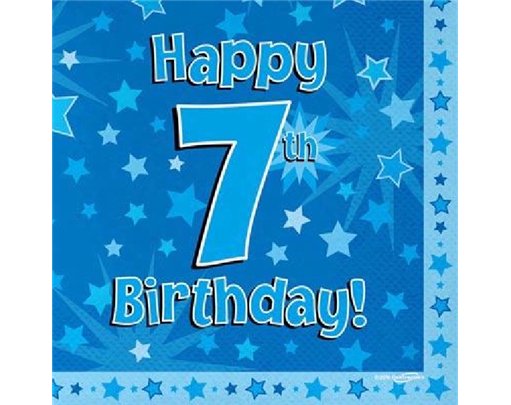 (16) 7TH B/DAY BLUE NAPKINS