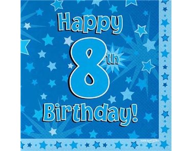 (16) 8TH B/DAY BLUE NAPKINS