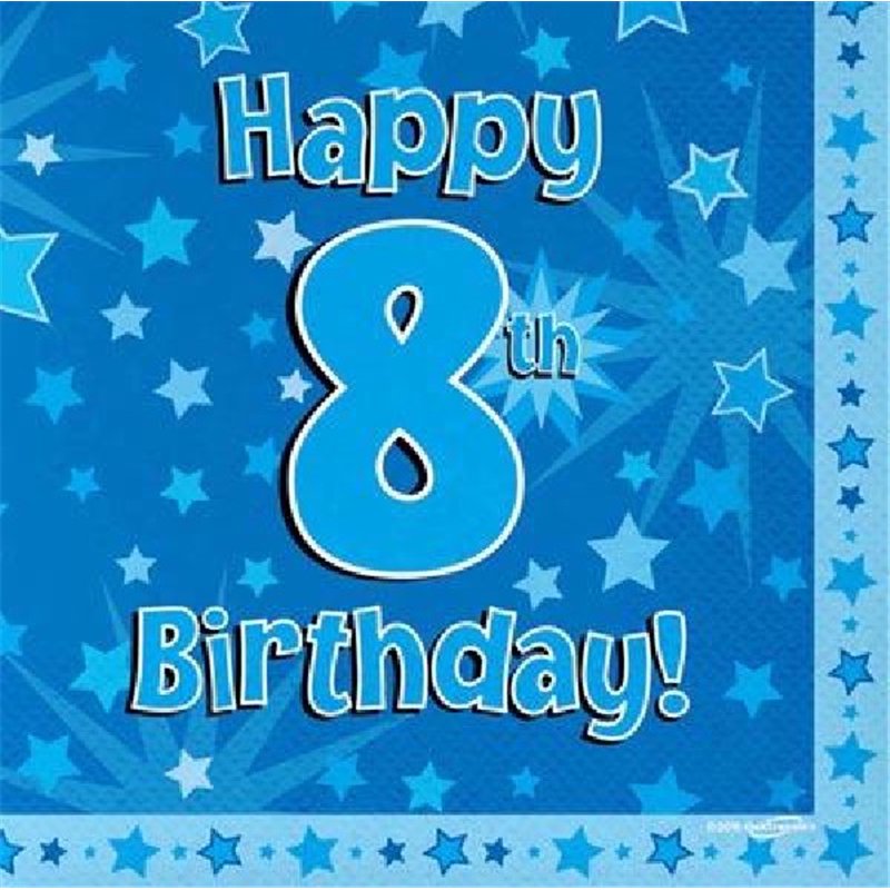 (16) 8TH B/DAY BLUE NAPKINS