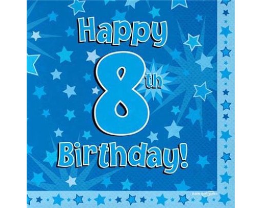 (16) 8TH B/DAY BLUE NAPKINS
