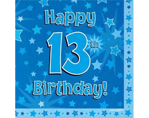 (16) 13TH B/DAY BLUE NAPKINS