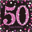 (16) 50TH PINK SPARKLES L/NAPKINS