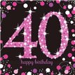 (16) 40TH PINK SPARKLES L/NAPKINS
