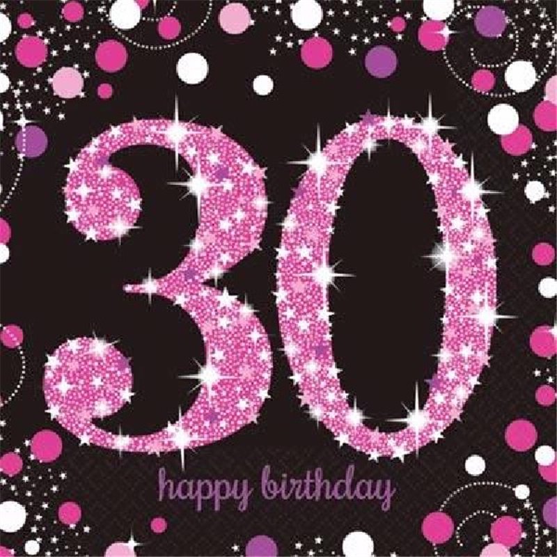 (16) 30TH PINK SPARKLES L/NAPKINS