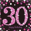 (16) 30TH PINK SPARKLES L/NAPKINS