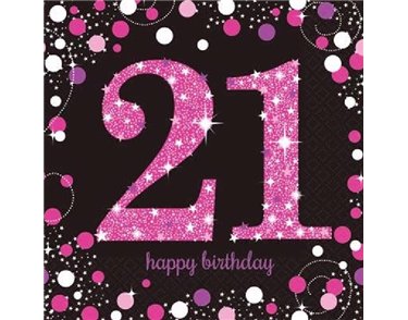 (16) 21ST PINK SPARKLES L/NAPKINS