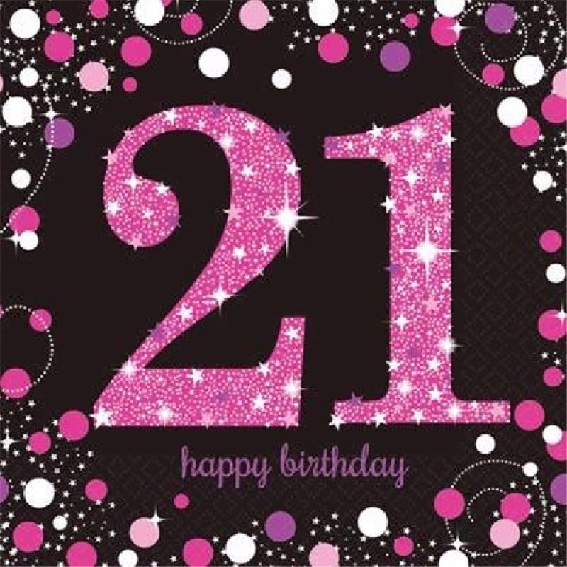 (16) 21ST PINK SPARKLES L/NAPKINS