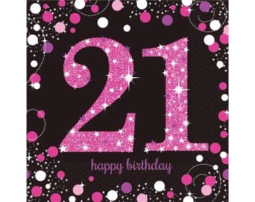 (16) 21ST PINK SPARKLES L/NAPKINS