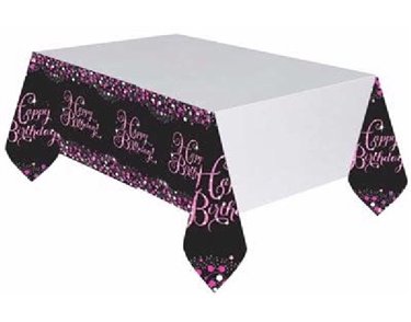 B/DAY PINK SPARKLES TABLECOVER