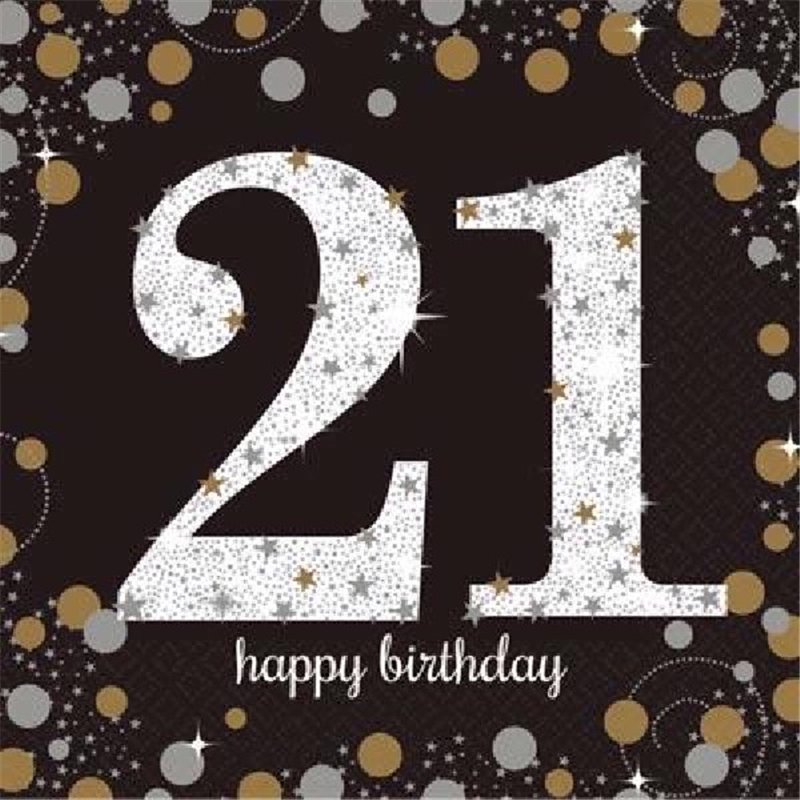 (16) 21ST GOLD SPARKLES L/NAPKINS