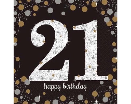(16) 21ST GOLD SPARKLES L/NAPKINS
