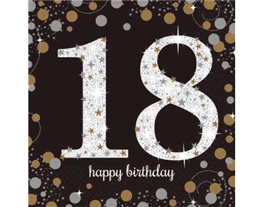 (16) 18TH GOLD SPARKLES L/NAPKINS