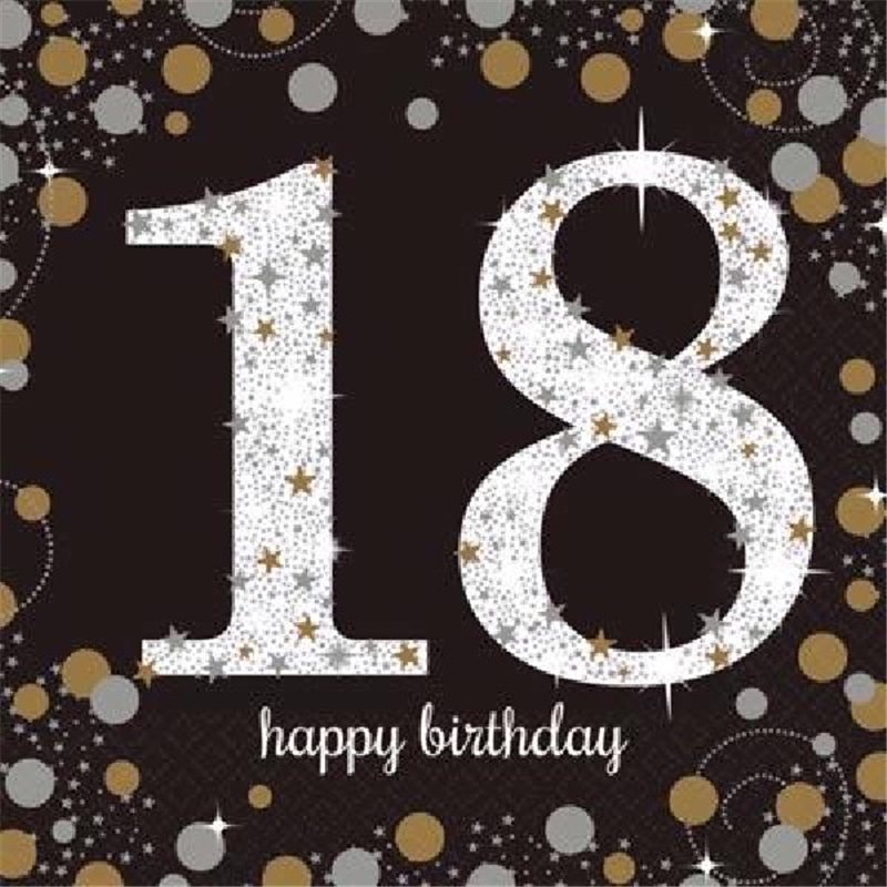 (16) 18TH GOLD SPARKLES L/NAPKINS