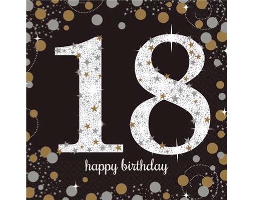 (16) 18TH GOLD SPARKLES L/NAPKINS