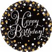 (8) 23CM GOLD & BLACK SPARKLES PLATES