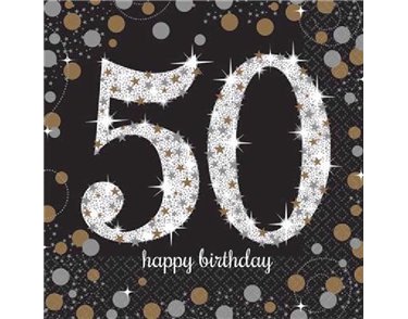 (16) 50TH GOLD SPARKLES L/NAPKINS