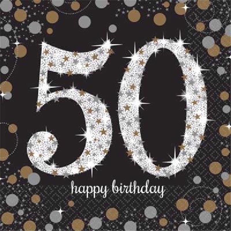 (16) 50TH GOLD SPARKLES L/NAPKINS