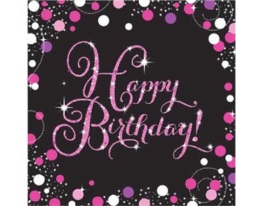 (16) B/DAY PINK SPARKLES L/NAPKINS