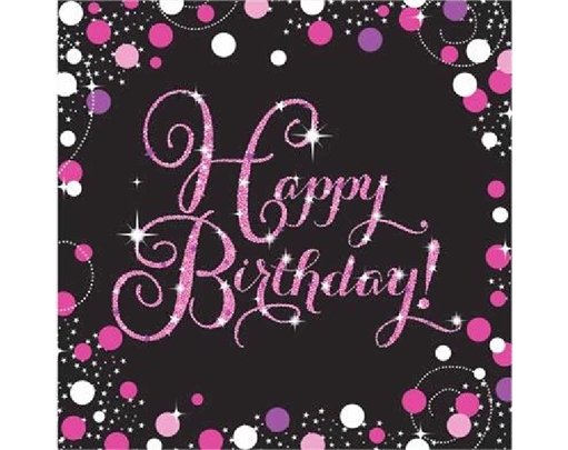 (16) B/DAY PINK SPARKLES L/NAPKINS