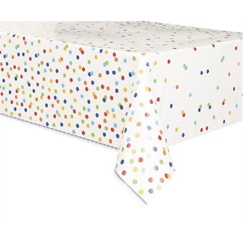 54X84IN RAINBOW POLKA DOTS TABLE COVER
