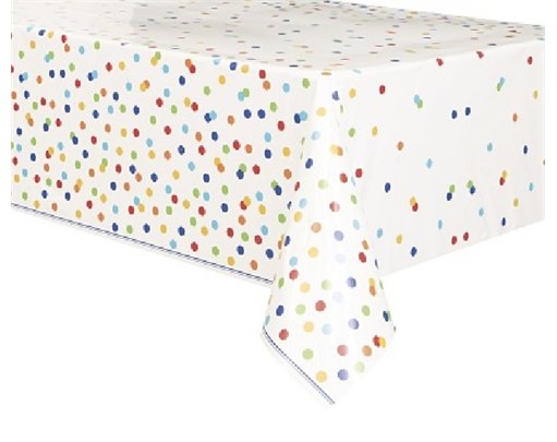 54X84IN RAINBOW POLKA DOTS TABLE COVER