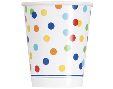 (8) 9OZ RAINBOW POLKA DOT CUPS