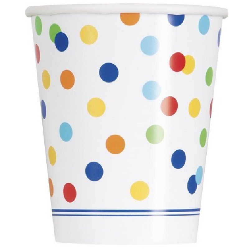 (8) 9OZ RAINBOW POLKA DOT CUPS