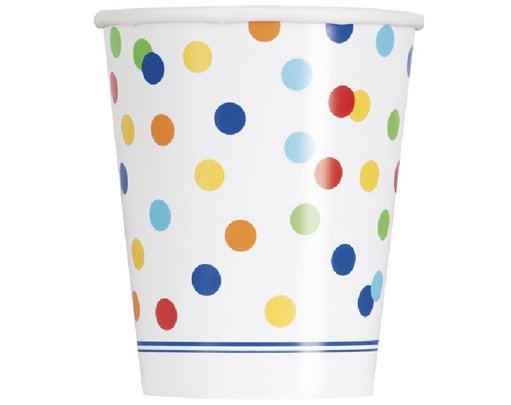 (8) 9OZ RAINBOW POLKA DOT CUPS