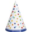 (8) RAINBOW POLKA DOT PARTY HATS