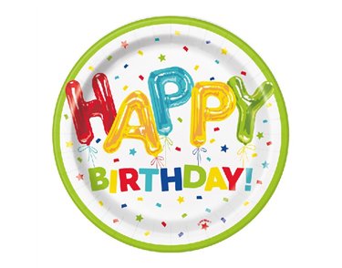 (8) 7in HAPPY BALLOON BIRTHDAY PLATES