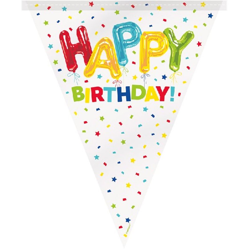 12ft HAPPY BALLOON BIRTHDAY FLAG BANNER