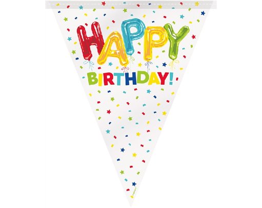 12ft HAPPY BALLOON BIRTHDAY FLAG BANNER