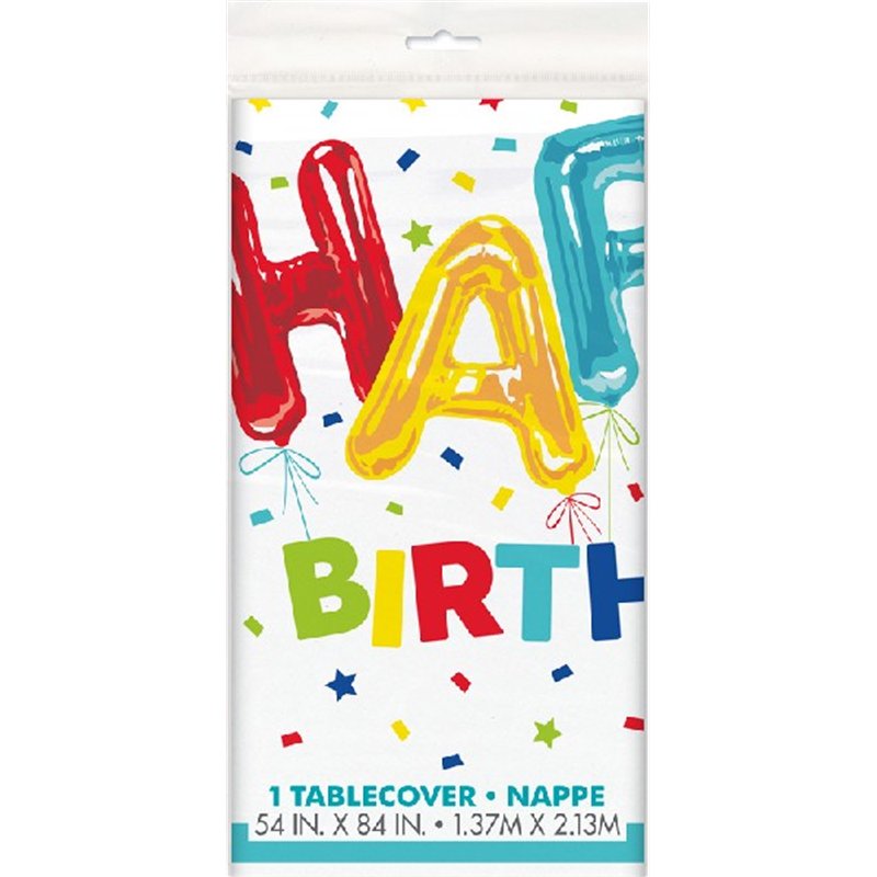 54x84in HAPPY BALLOON BIRTHDAY TABLE COVER