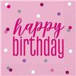 (16) GLITZ PINK HAPPY BIRTHDAY L/NAPKINS