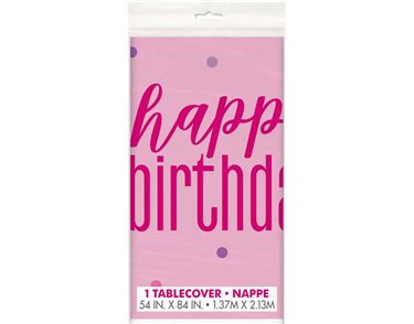54x84in BIRTHDAY GLITZ PINK TABLECOVER