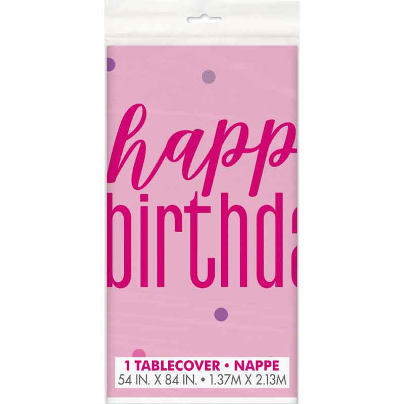 54x84in BIRTHDAY GLITZ PINK TABLECOVER