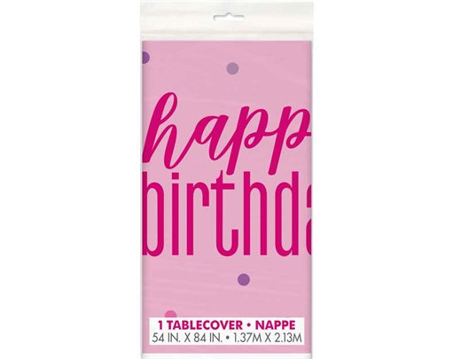 54x84in BIRTHDAY GLITZ PINK TABLECOVER