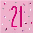 (16) GLITZ PINK 21ST BIRTHDAY L/NAPKINS