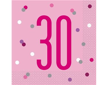 (16) GLITZ PINK 30TH BIRTHDAY L/NAPKINS
