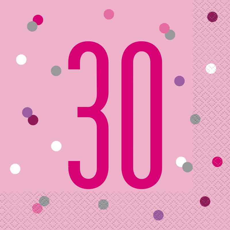(16) GLITZ PINK 30TH BIRTHDAY L/NAPKINS