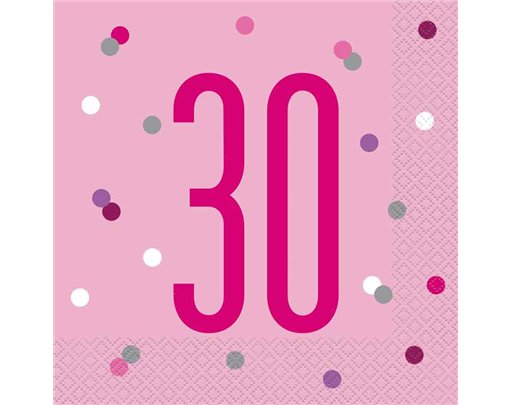 (16) GLITZ PINK 30TH BIRTHDAY L/NAPKINS