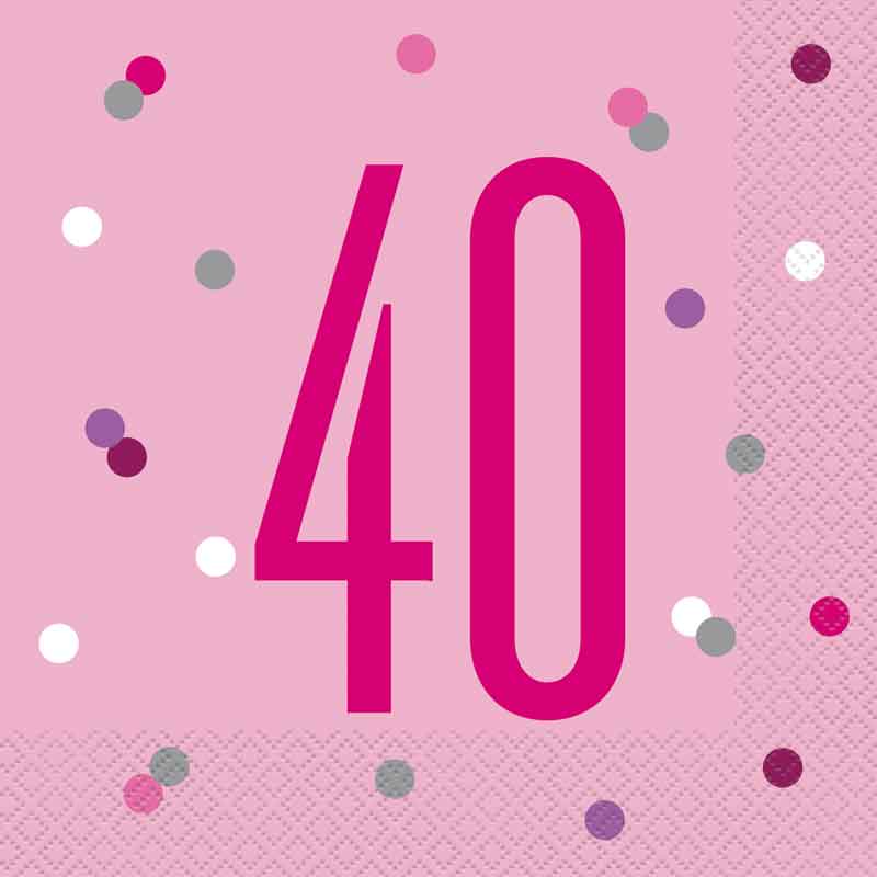 (16) GLITZ PINK 40TH BIRTHDAY L/NAPKINS