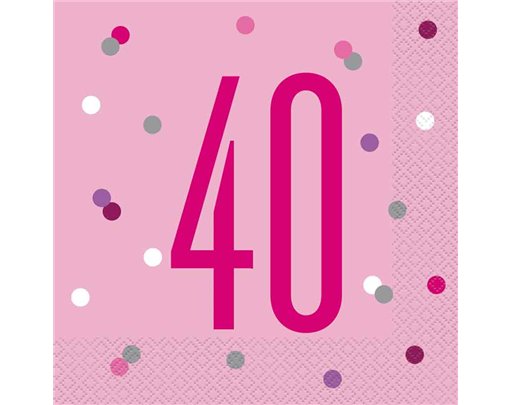(16) GLITZ PINK 40TH BIRTHDAY L/NAPKINS