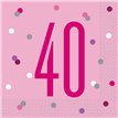 (16) GLITZ PINK 40TH BIRTHDAY L/NAPKINS