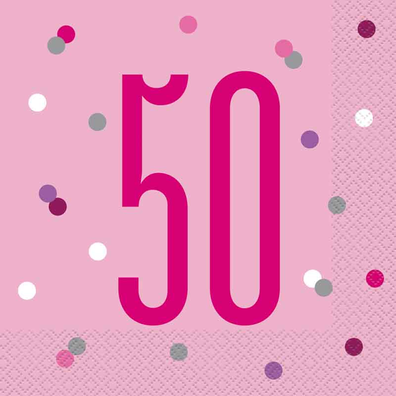 (16) GLITZ PINK 50TH BIRTHDAY L/NAPKINS