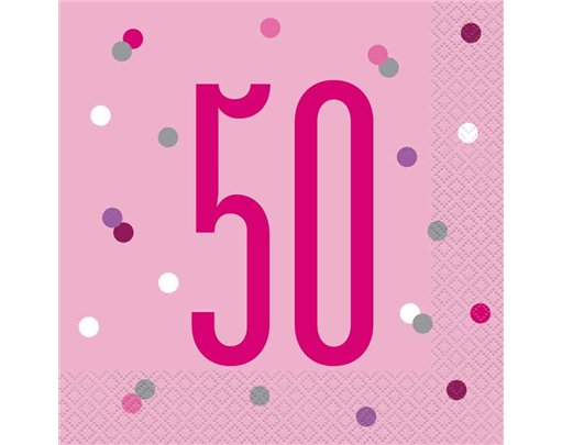 (16) GLITZ PINK 50TH BIRTHDAY L/NAPKINS