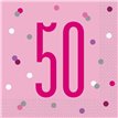 (16) GLITZ PINK 50TH BIRTHDAY L/NAPKINS