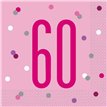 (16) GLITZ PINK 60TH BIRTHDAY L/NAPKINS