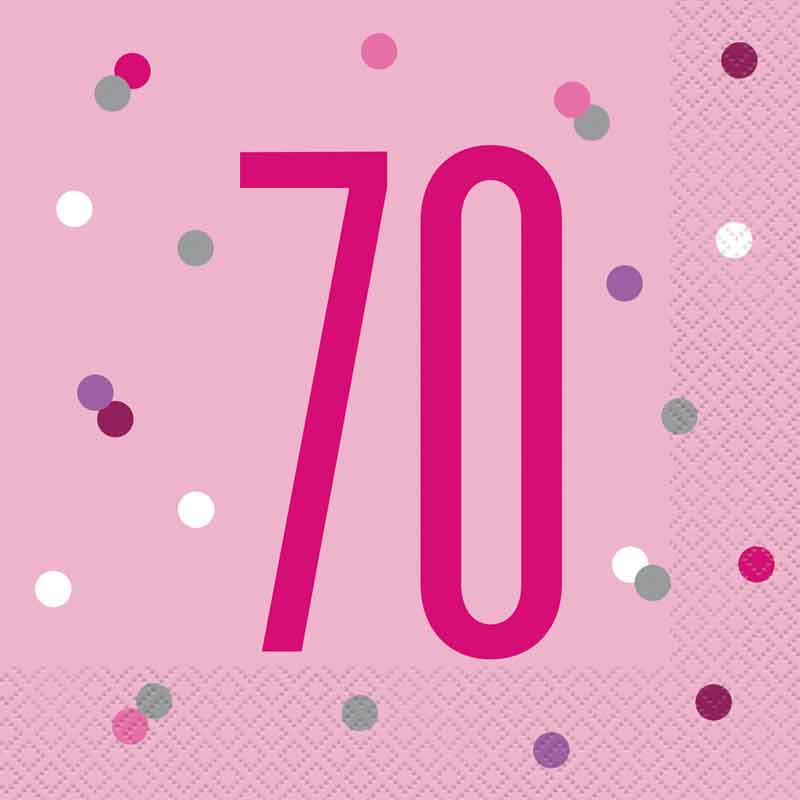 (16) GLITZ PINK 70TH BIRTHDAY L/NAPKINS