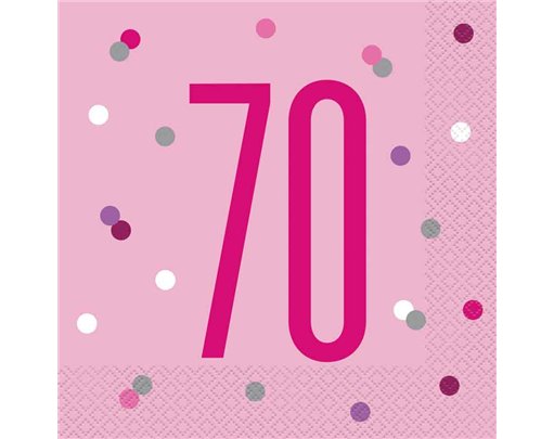 (16) GLITZ PINK 70TH BIRTHDAY L/NAPKINS
